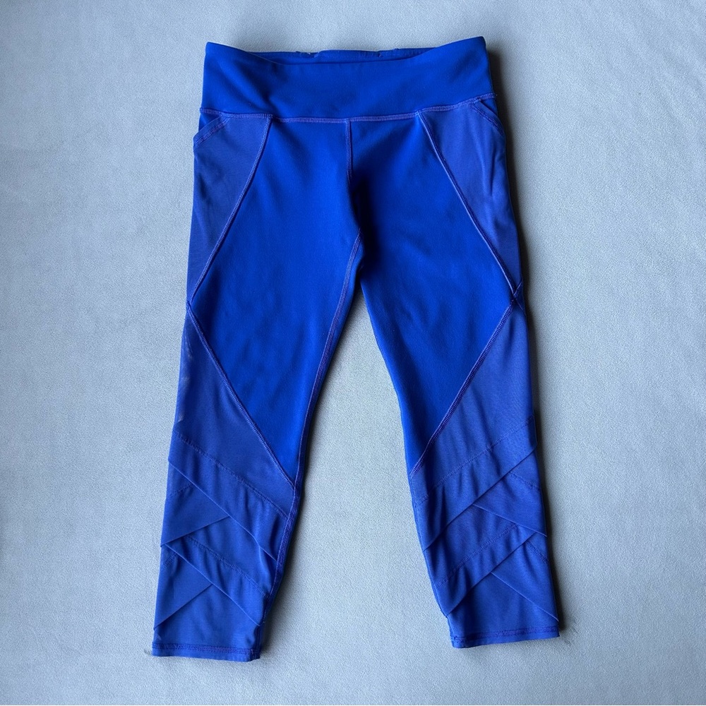 Ivivva ~ Leggings ~ Crop with Mesh ~ Girls Size 14 ~ Blue